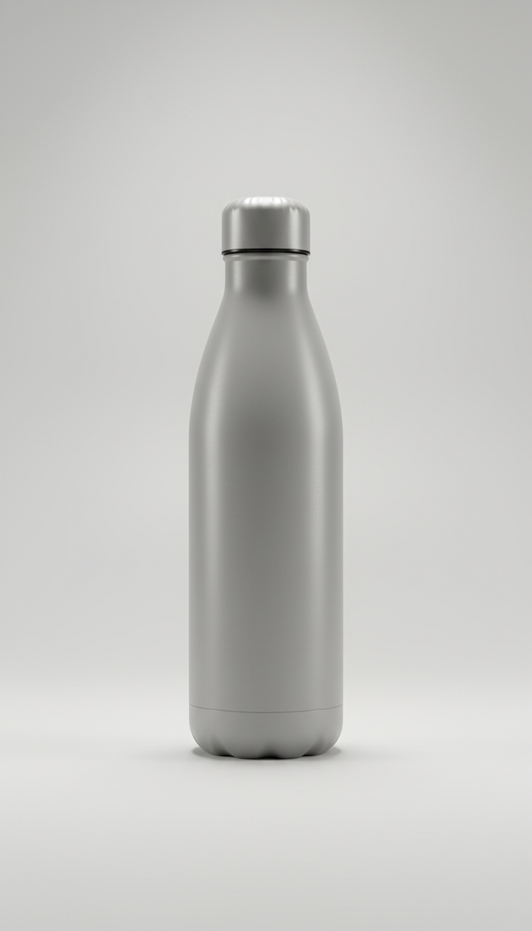 Botella de agua acero gris suave
